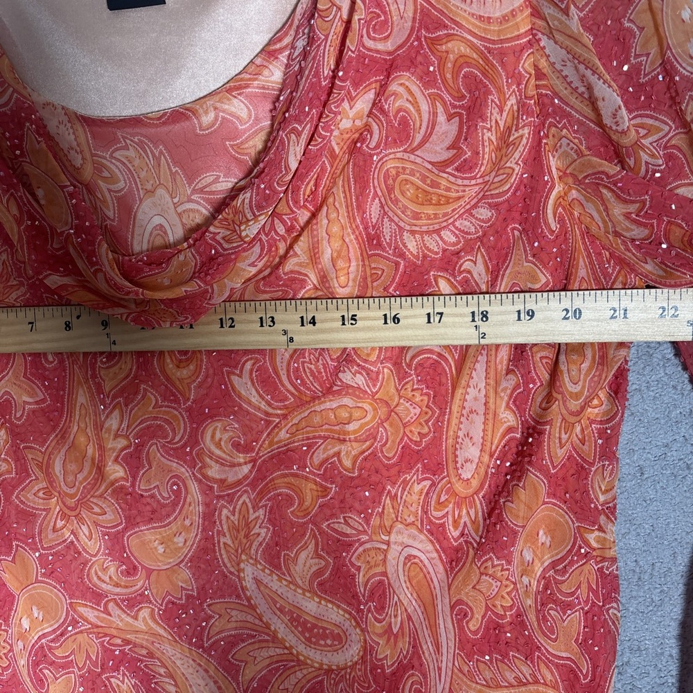 Terani Couture 100% Silk Beaded Paisley Maxi Dress Orange Coral Plus Size 22 - Picture 14 of 16